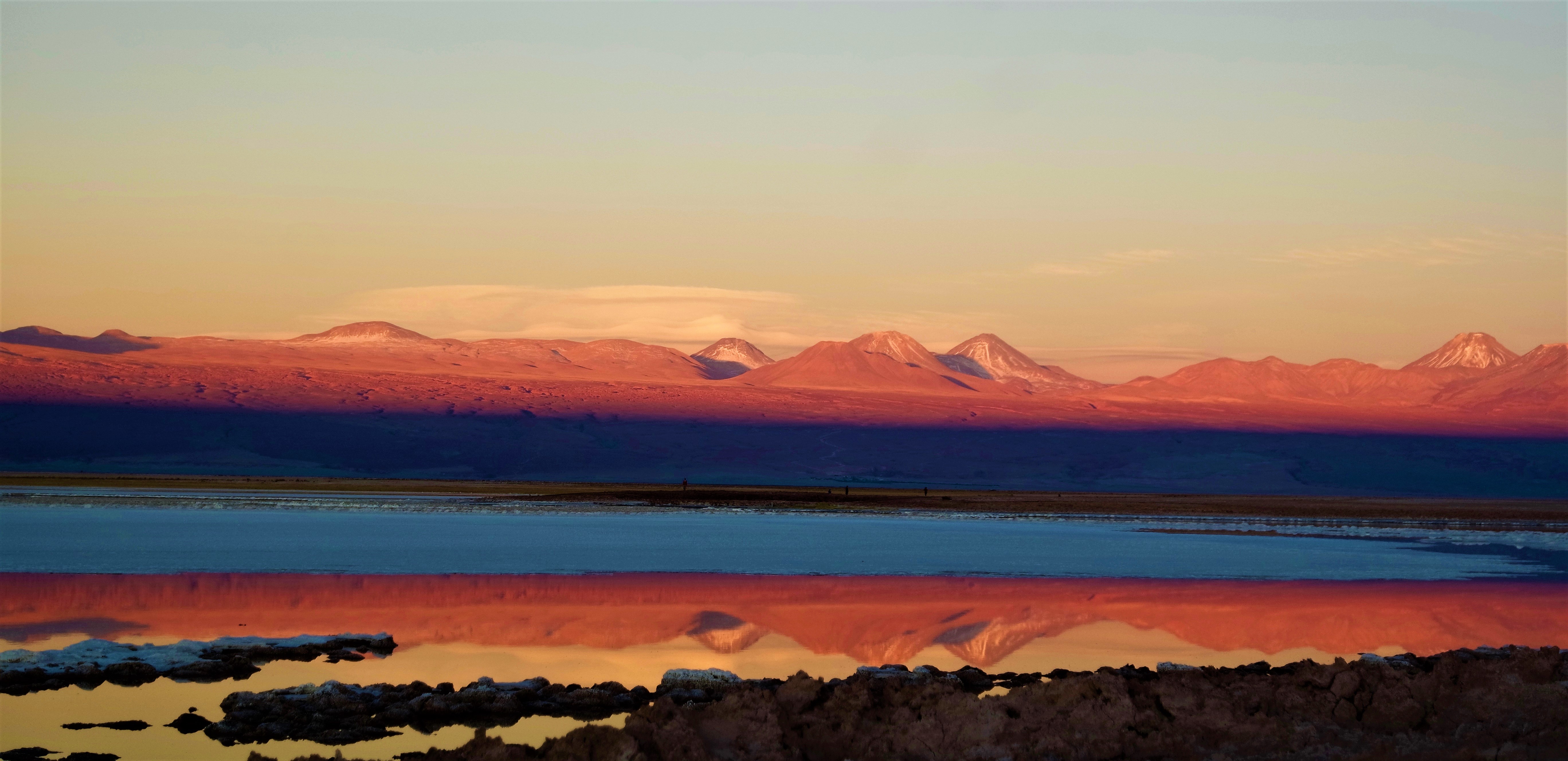 Por do sol na Laguna Tebinquiche, Deserto do Atacama.